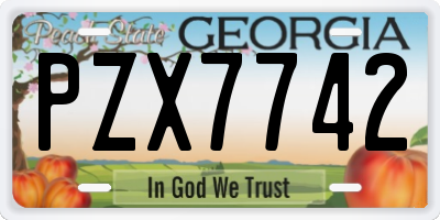 GA license plate PZX7742