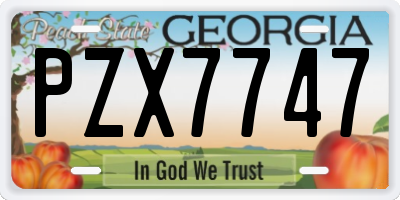 GA license plate PZX7747