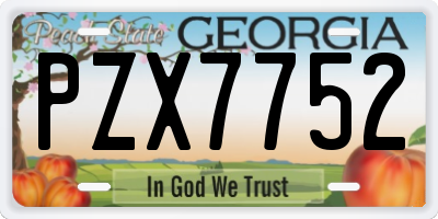 GA license plate PZX7752