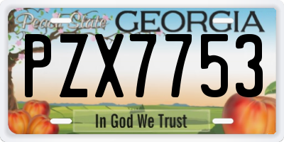 GA license plate PZX7753