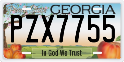GA license plate PZX7755