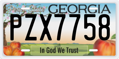 GA license plate PZX7758