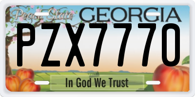 GA license plate PZX7770