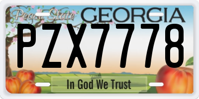 GA license plate PZX7778