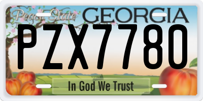 GA license plate PZX7780