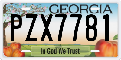 GA license plate PZX7781