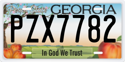 GA license plate PZX7782
