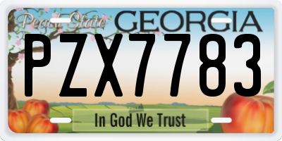 GA license plate PZX7783