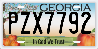 GA license plate PZX7792