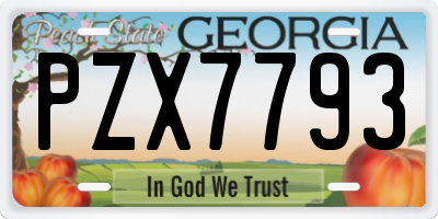 GA license plate PZX7793