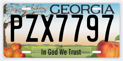 GA license plate PZX7797