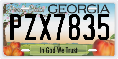 GA license plate PZX7835