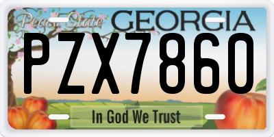 GA license plate PZX7860
