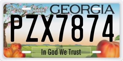 GA license plate PZX7874