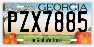 GA license plate PZX7885