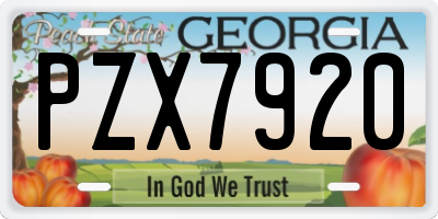 GA license plate PZX7920