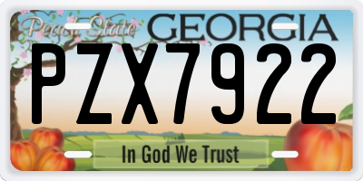 GA license plate PZX7922