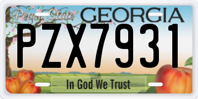GA license plate PZX7931