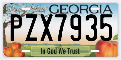 GA license plate PZX7935