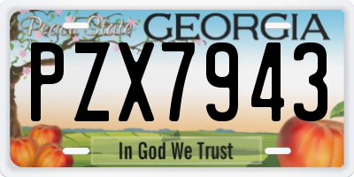 GA license plate PZX7943