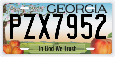 GA license plate PZX7952