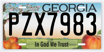 GA license plate PZX7983