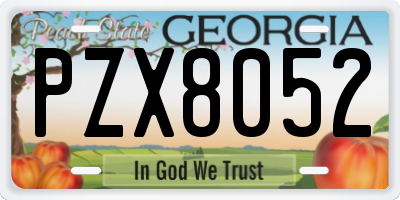 GA license plate PZX8052