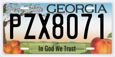 GA license plate PZX8071