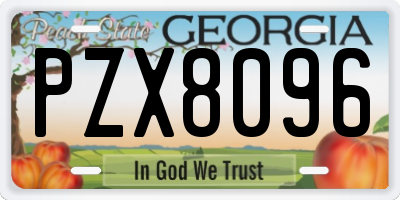 GA license plate PZX8096