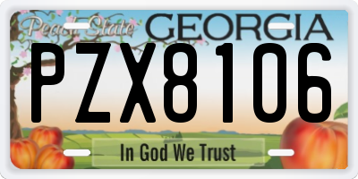 GA license plate PZX8106
