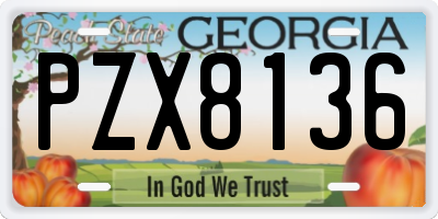 GA license plate PZX8136