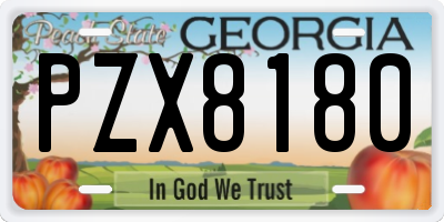 GA license plate PZX8180