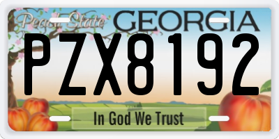 GA license plate PZX8192