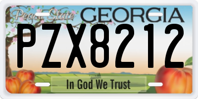 GA license plate PZX8212