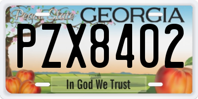 GA license plate PZX8402