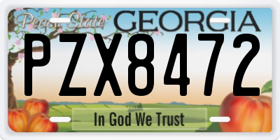 GA license plate PZX8472