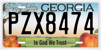 GA license plate PZX8474