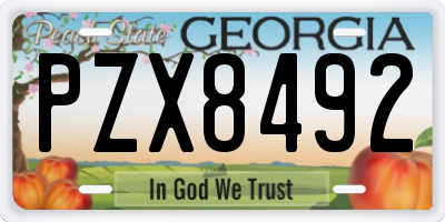GA license plate PZX8492