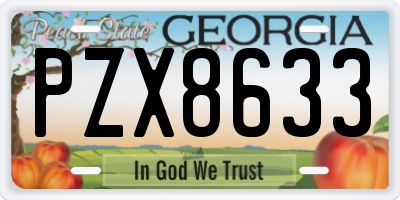 GA license plate PZX8633