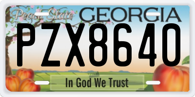 GA license plate PZX8640