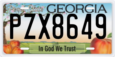 GA license plate PZX8649