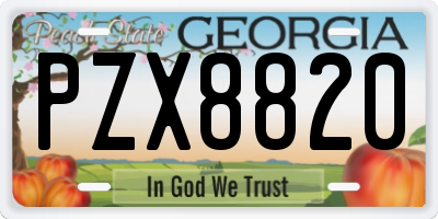 GA license plate PZX8820