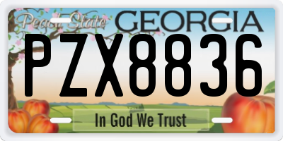 GA license plate PZX8836