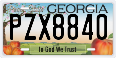 GA license plate PZX8840