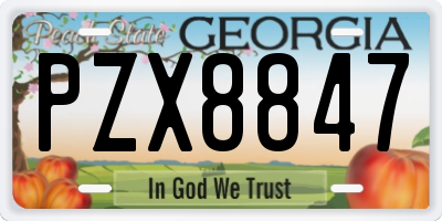 GA license plate PZX8847