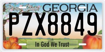 GA license plate PZX8849