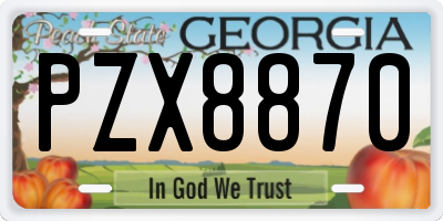 GA license plate PZX8870