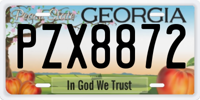 GA license plate PZX8872