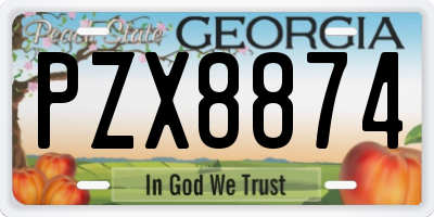 GA license plate PZX8874