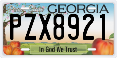 GA license plate PZX8921